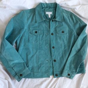 Charter Club blue leather suede jacket